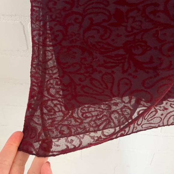 Vintage 90s Y2K Velvet Midi Dress Burnout Bodycon Empire Waist L Le Château - Picture 13 of 13